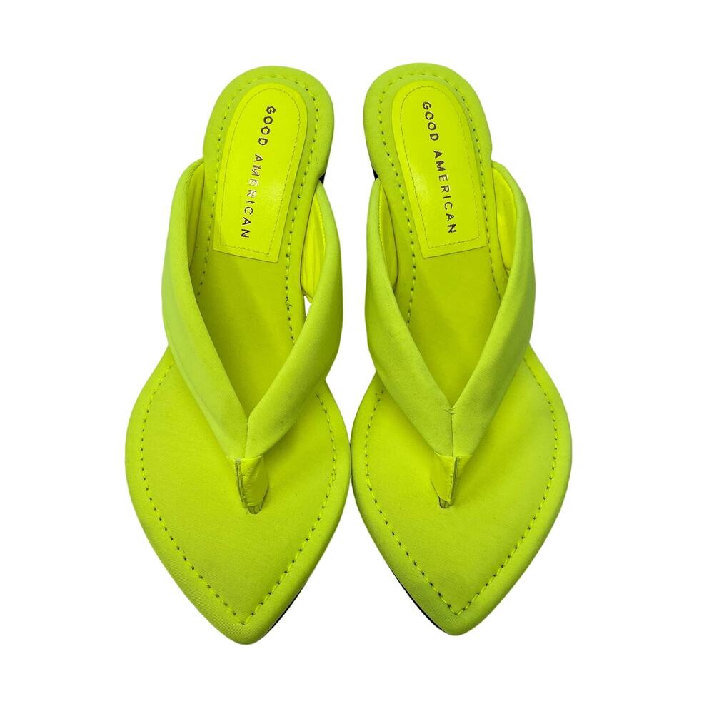 Good American Clear Wedge Sandals Size 7.5 Chartreuse GA077N-X‎